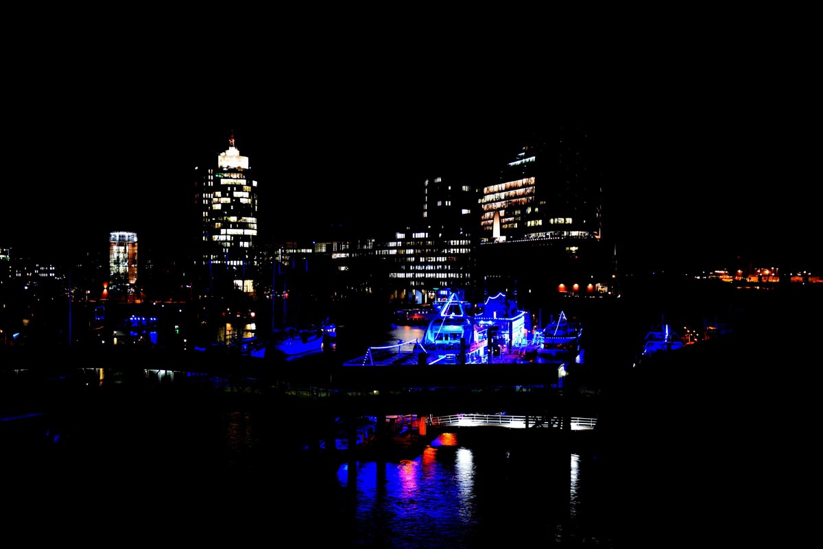 Landing stages at night