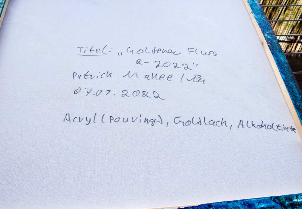 Rückseite des Bildes mit Signatur