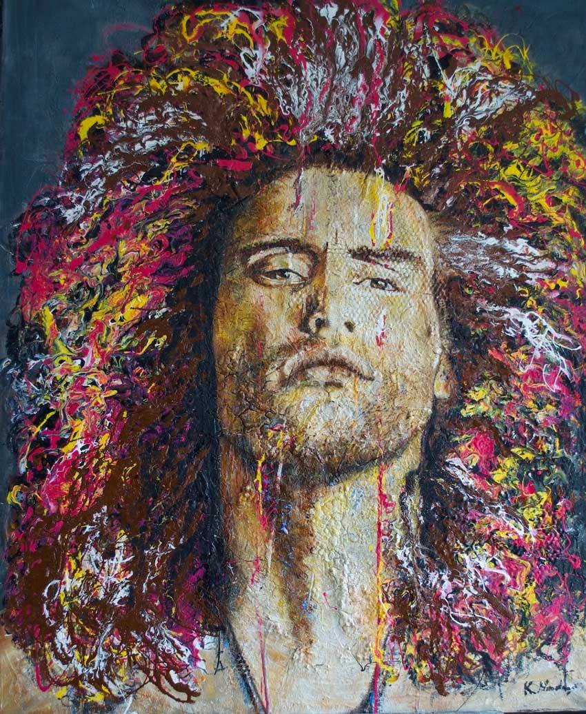 Person mit bunten Haaren, Kenai von Katja Nordmeyer Dieses Kunstwerk ist ein hochwertige und limitierte Replik in Museumsqualität auf Alu-Dibond