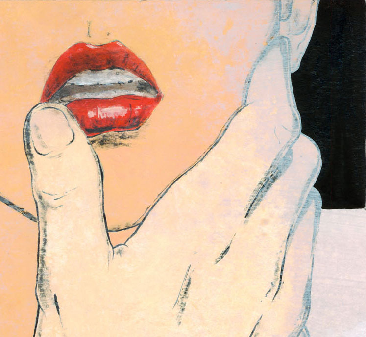 Detail des Gesichtes der Frau und der Hand