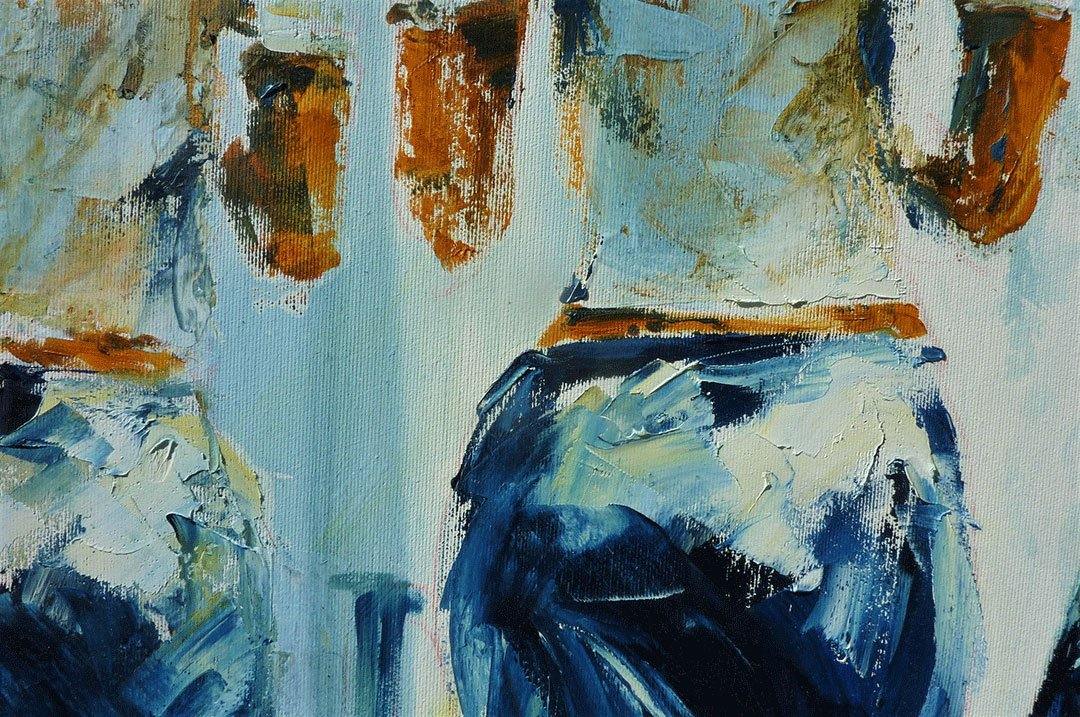 Ölgemälde Detail, Fraumit von hinten in Uniform