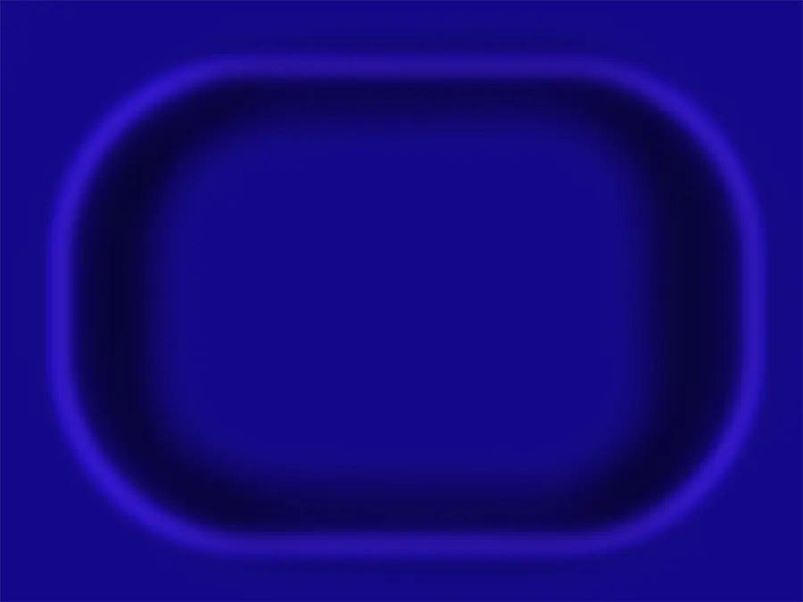 Ein Oval ist auf blauem Hintergrund zu sehen, es scheint dreidimensional aus dem Bild hervorzutreten.