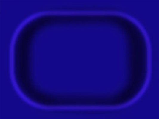Ein Oval ist auf blauem Hintergrund zu sehen, es scheint dreidimensional aus dem Bild hervorzutreten.