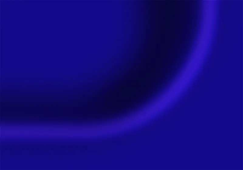 Ein Oval ist auf blauem Hintergrund zu sehen, es scheint dreidimensional aus dem Bild hervorzutreten. Detailansicht der rechten unteren Ecke