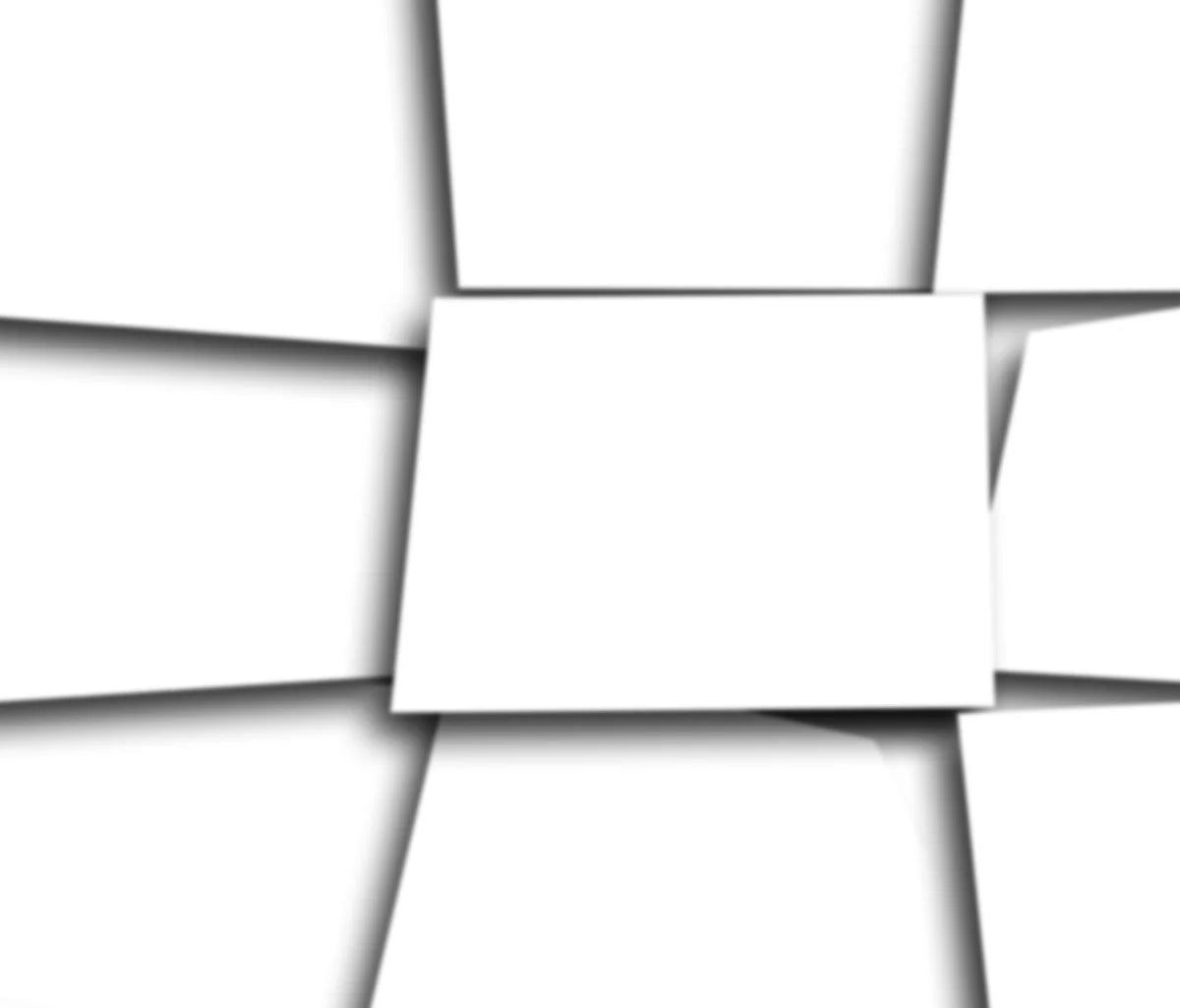 weiße Kacheln in ungleichmäßiger Reihenfolg, überlappend mit Schattenwurf, Detail der Kacheln