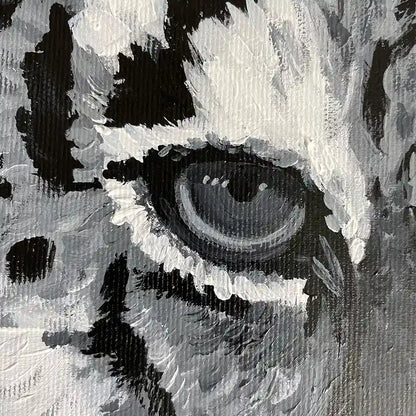 Acrylgemälde eines Tigers vor farbigem Hintergrund, Quadratisch, Detail Auge