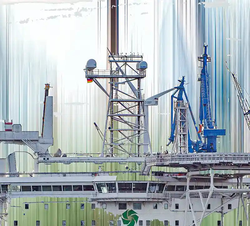 detail des grünen Schiffes mit Verwischungen
